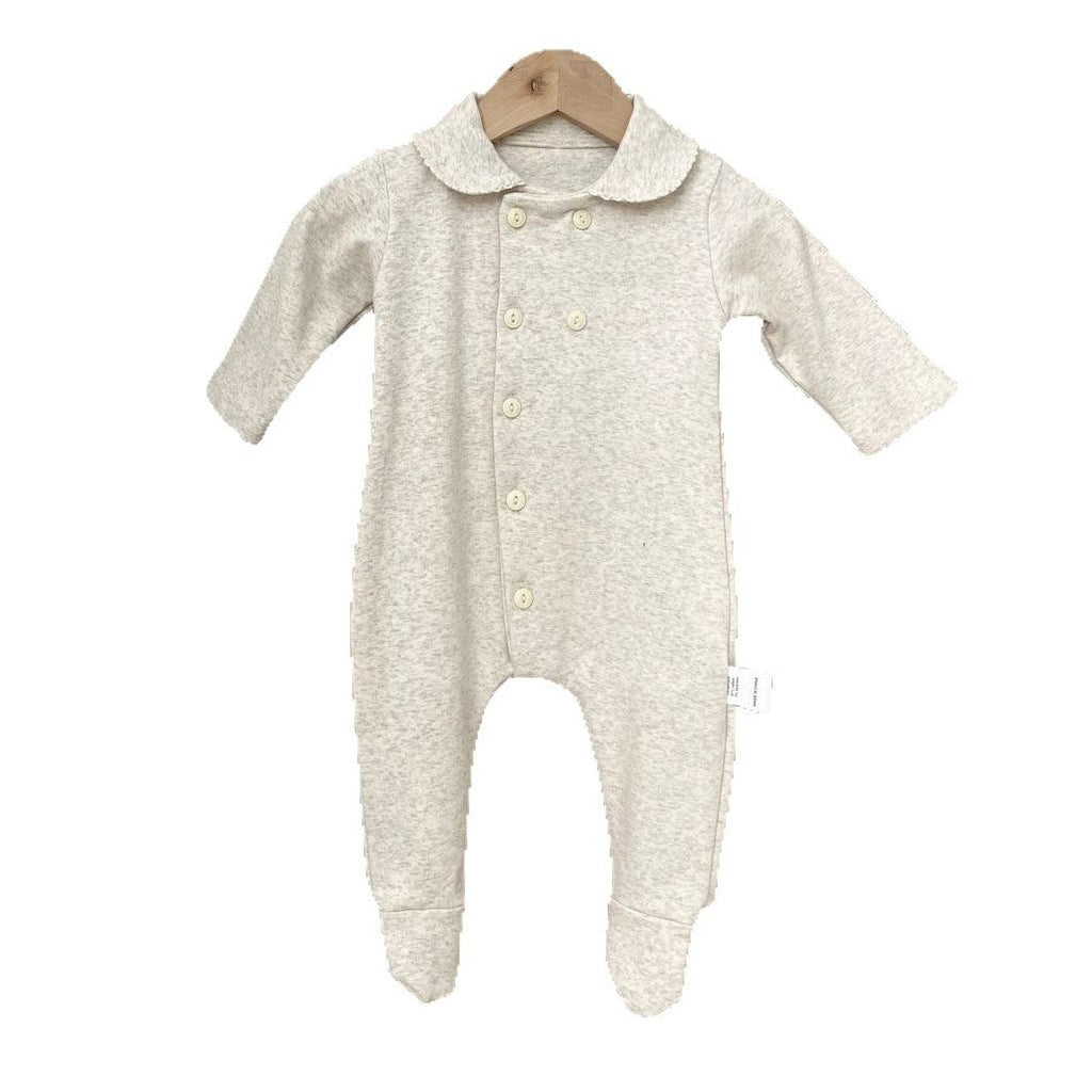 Newborn Clothes Peter Pan Collar Open Chest Jumpsuit