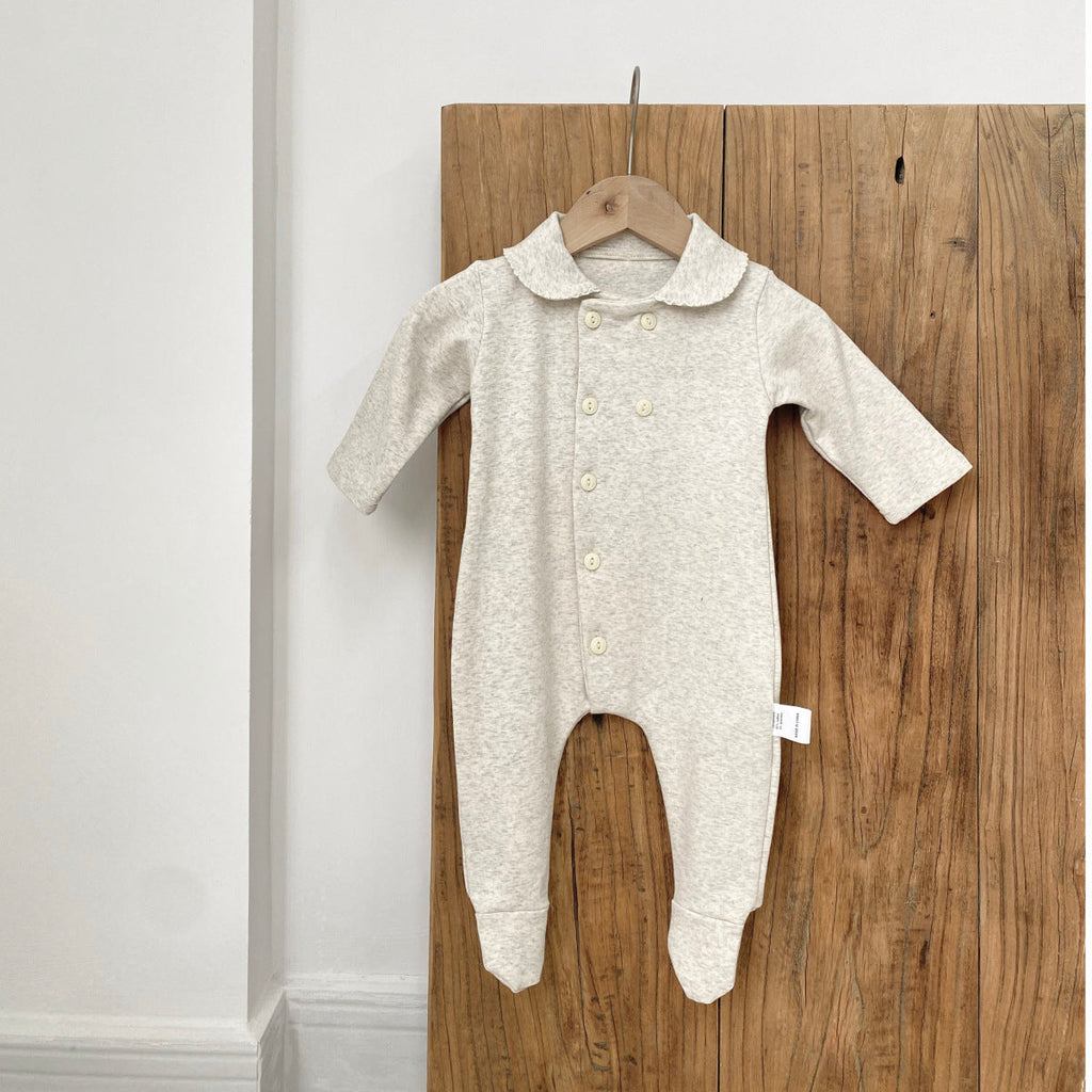 Newborn Clothes Peter Pan Collar Open Chest Jumpsuit