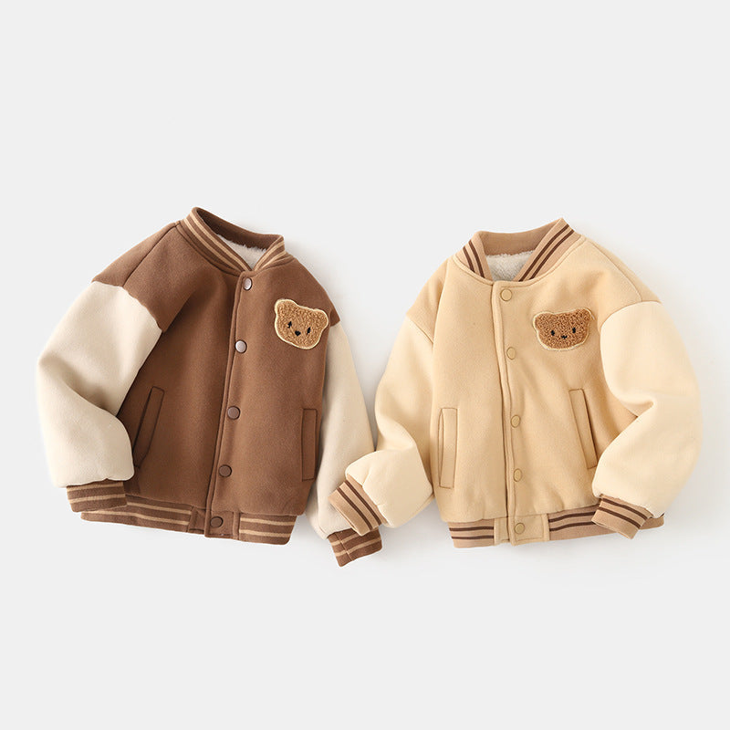 Fleece-lined Baseball Uniform Cotton Clothes Coat