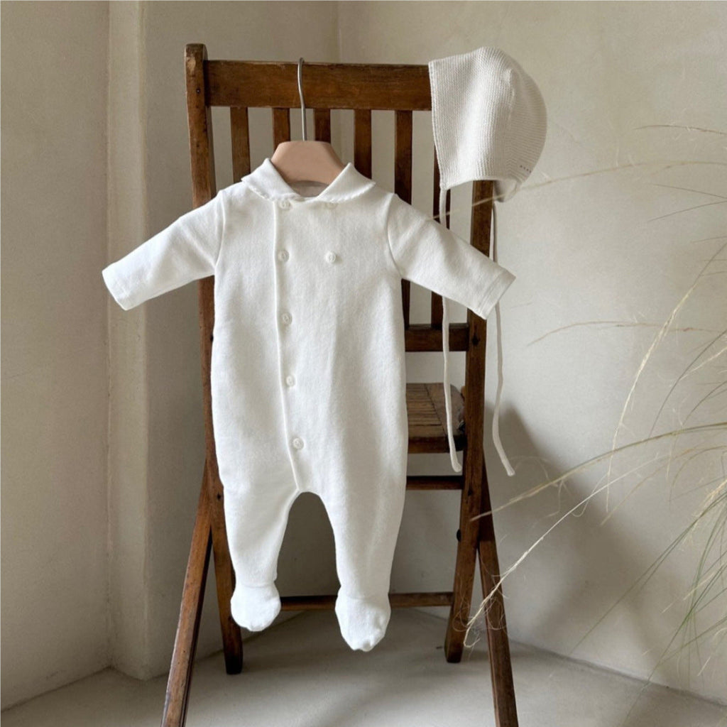 Newborn Clothes Peter Pan Collar Open Chest Jumpsuit