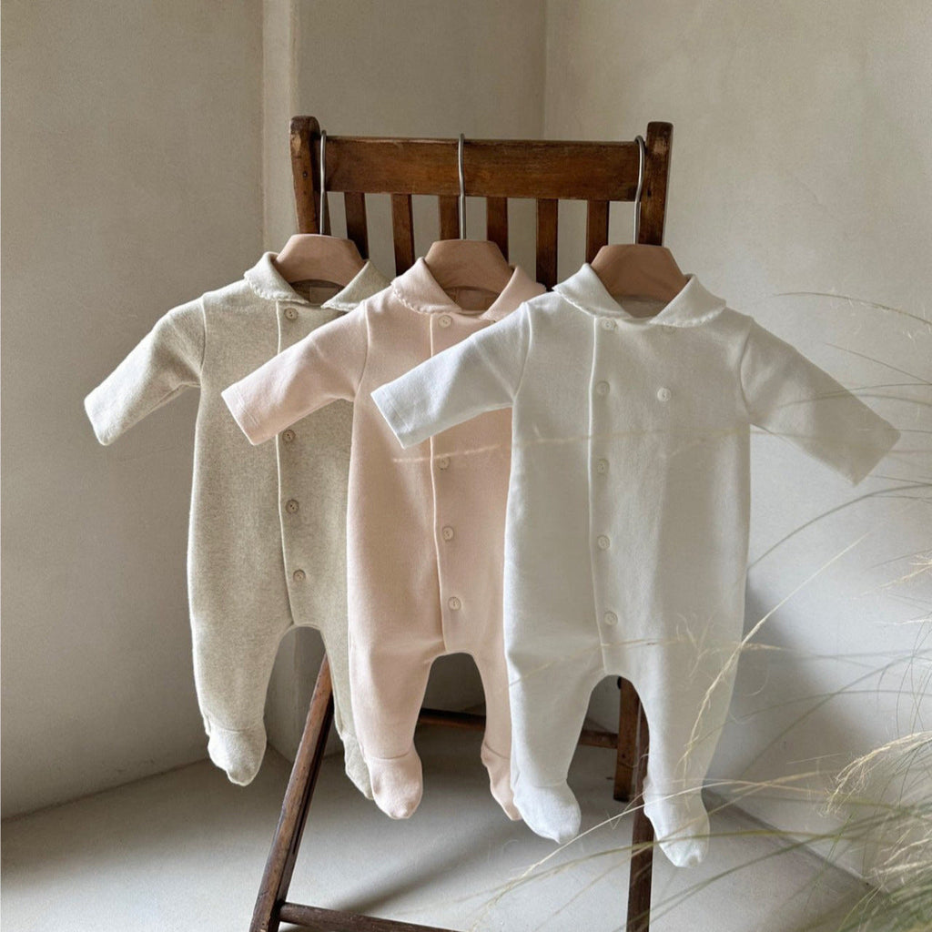 Newborn Clothes Peter Pan Collar Open Chest Jumpsuit